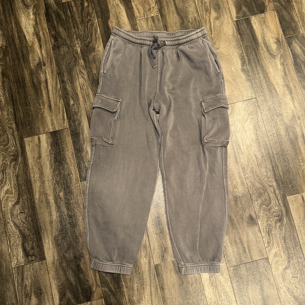 Aeropostale Fleece Baggy Relaxed Fit Cargo Sweatpants Women's Medium Dark Grey